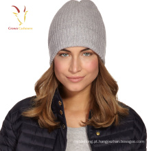 Senhoras inverno quente cashmere Beanie Hat costela chapéu de malha